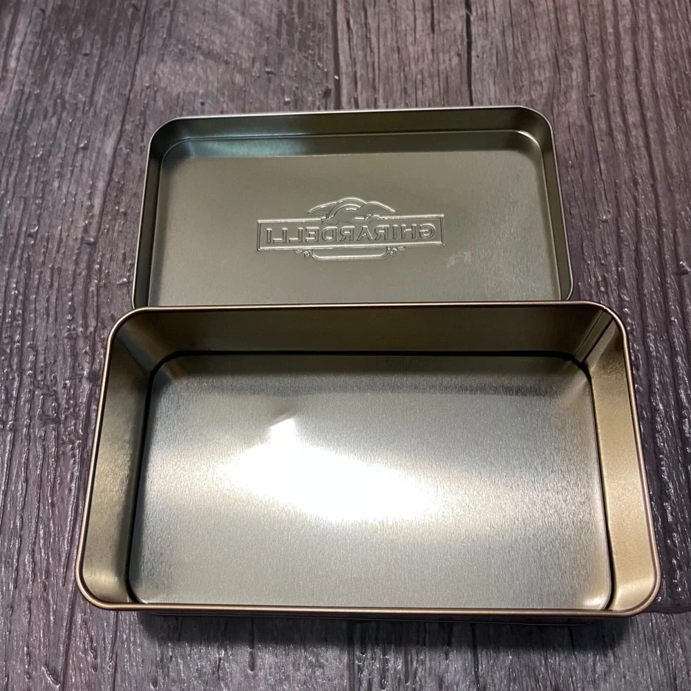Ghirardelli‎ Chocolate Gold Metal Collectible Rectangular Storage Tin Empty